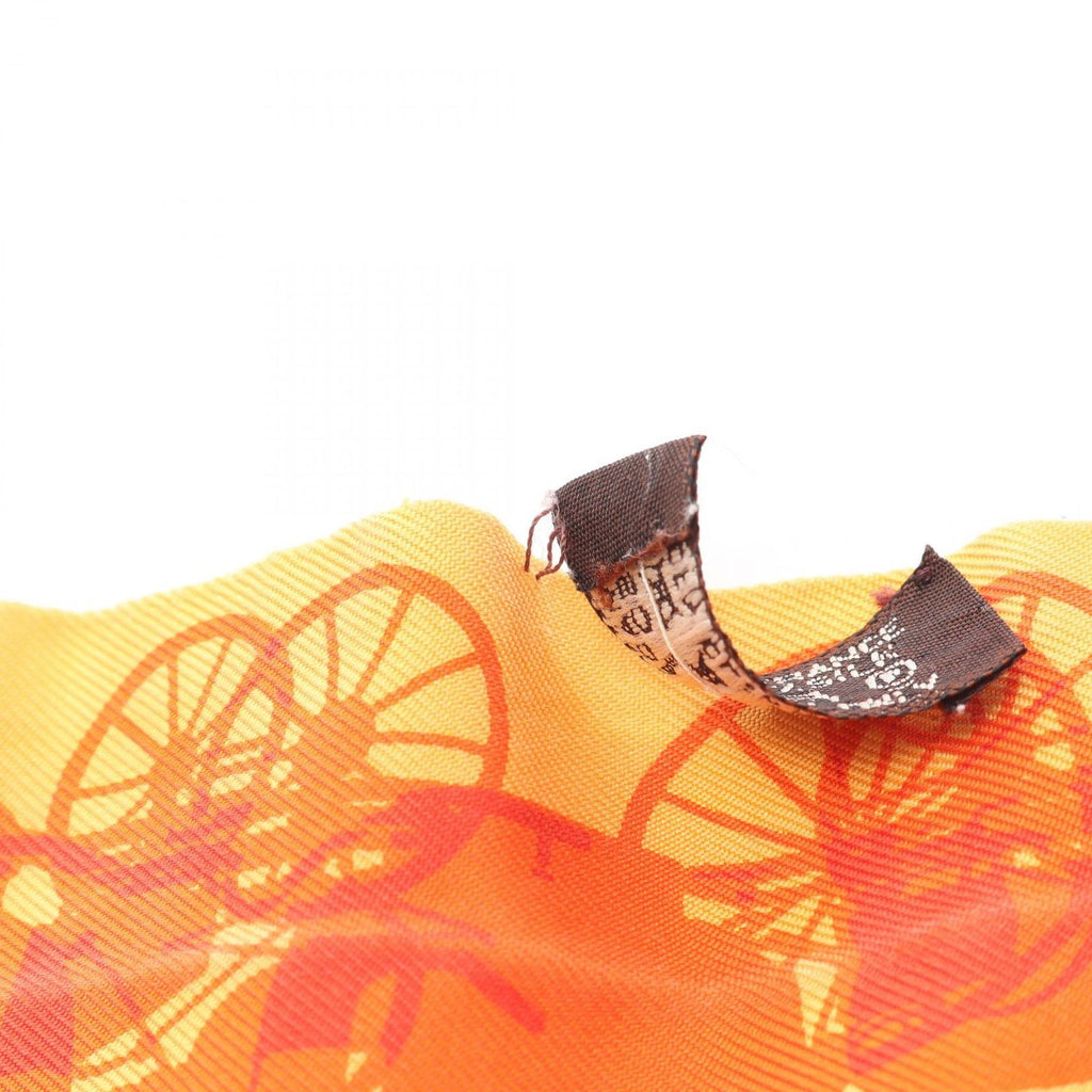 Hermes Scarf Twill Rayons Ribbon Orange Silk — view 6