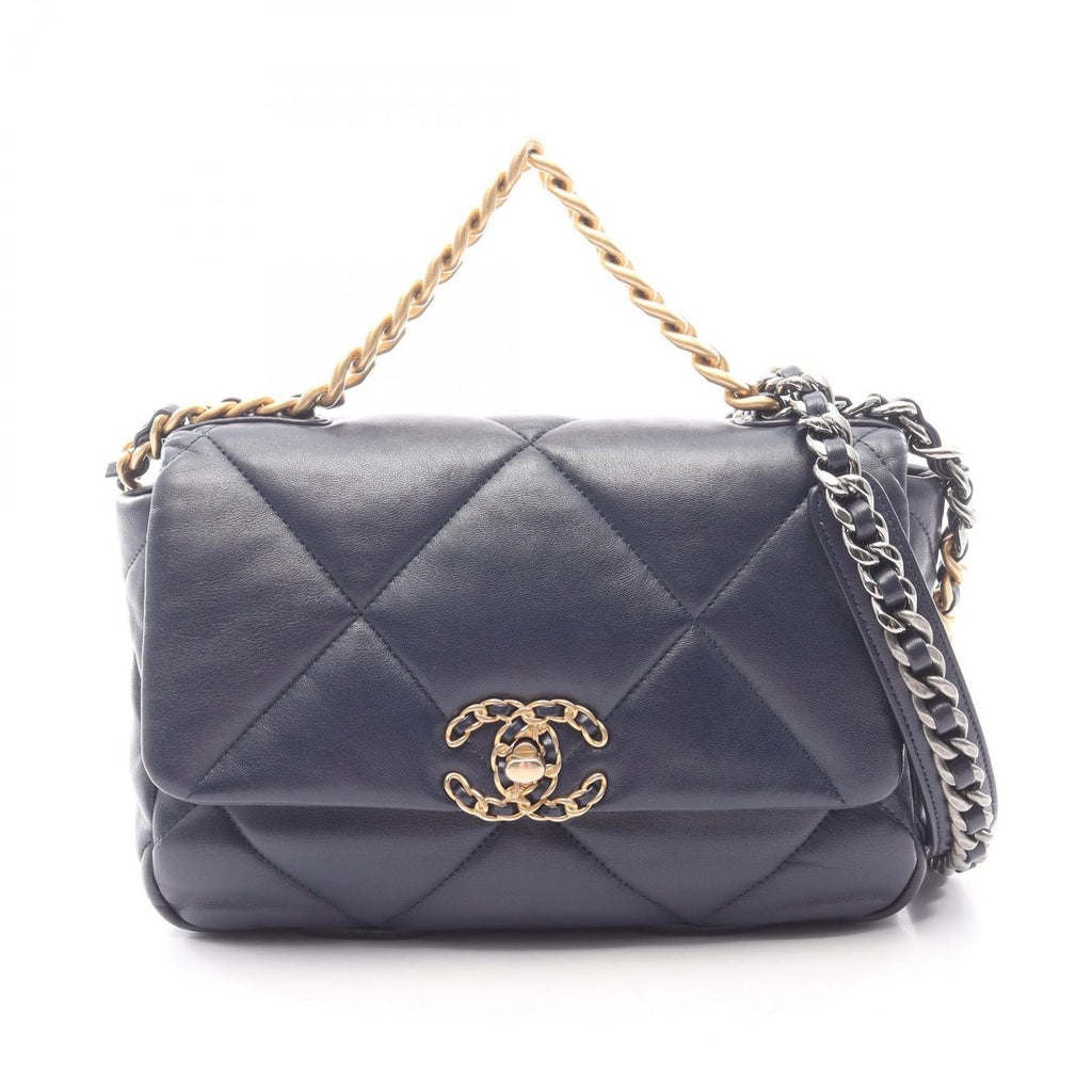 Chanel Shoulder Bag 19 D'isneuf Quilted 2-Way Navy Lambskin 19 Chain