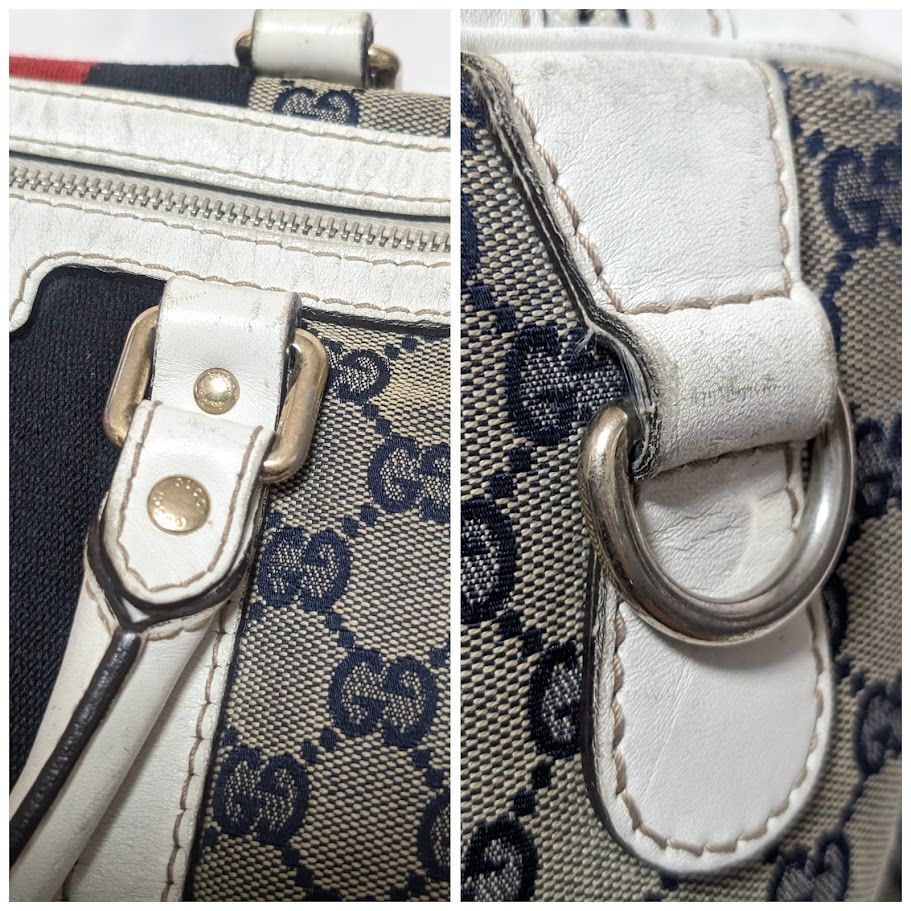 Gucci GG Canvas Sherry Line Navy White 2-Way Shoulder Bag Mini — view 6