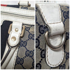 Gucci GG Canvas Sherry Line Navy White 2-Way Shoulder Bag Mini — view 6