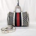 Gucci GG Canvas Sherry Line Navy White 2-Way Shoulder Bag Mini