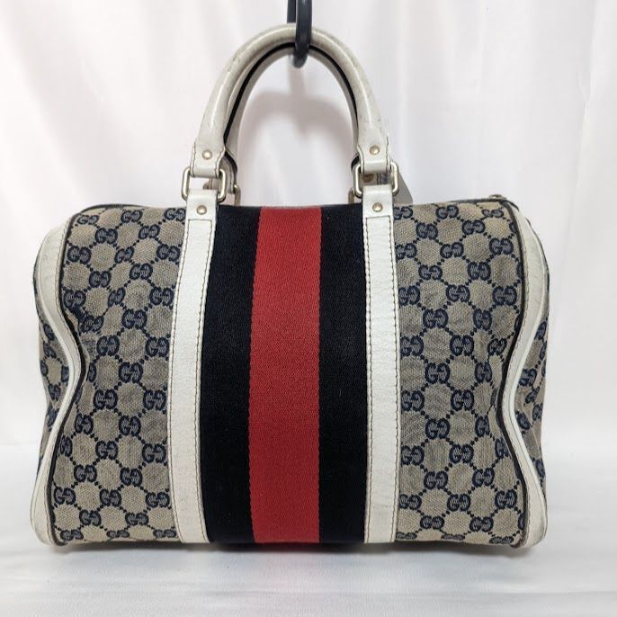 Gucci GG Canvas Sherry Line Navy White 2-Way Shoulder Bag Mini — view 2