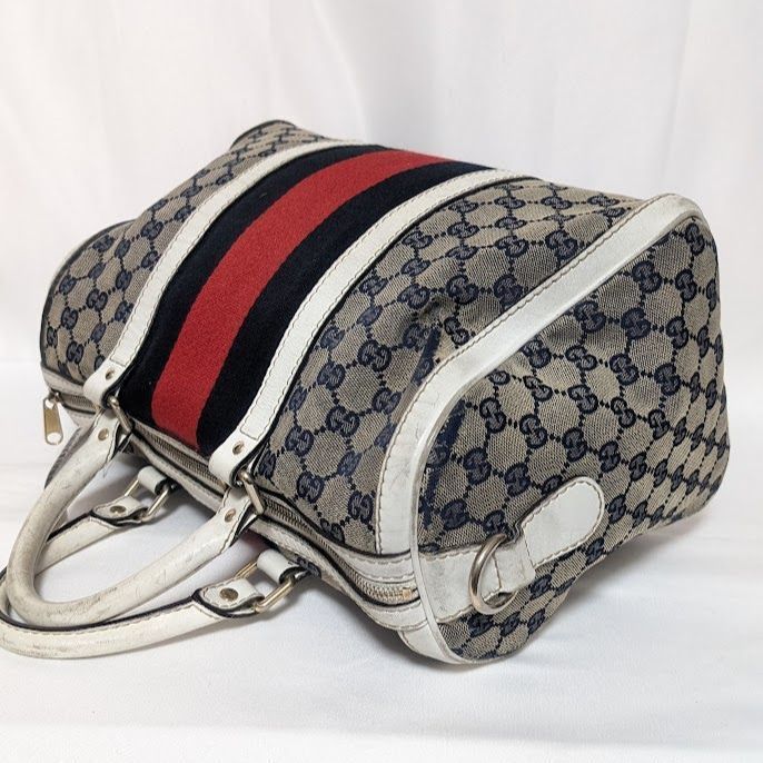 Gucci GG Canvas Sherry Line Navy White 2-Way Shoulder Bag Mini — view 4