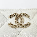 Chanel Wallet CC Logo Quilted Zip Around Coin Case White Caviar Leather — view 5