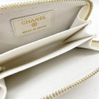 Chanel Wallet CC Logo Quilted Zip Around Coin Case White Caviar Leather — view 7