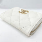 Chanel Wallet CC Logo Quilted Zip Around Coin Case White Caviar Leather — view 3