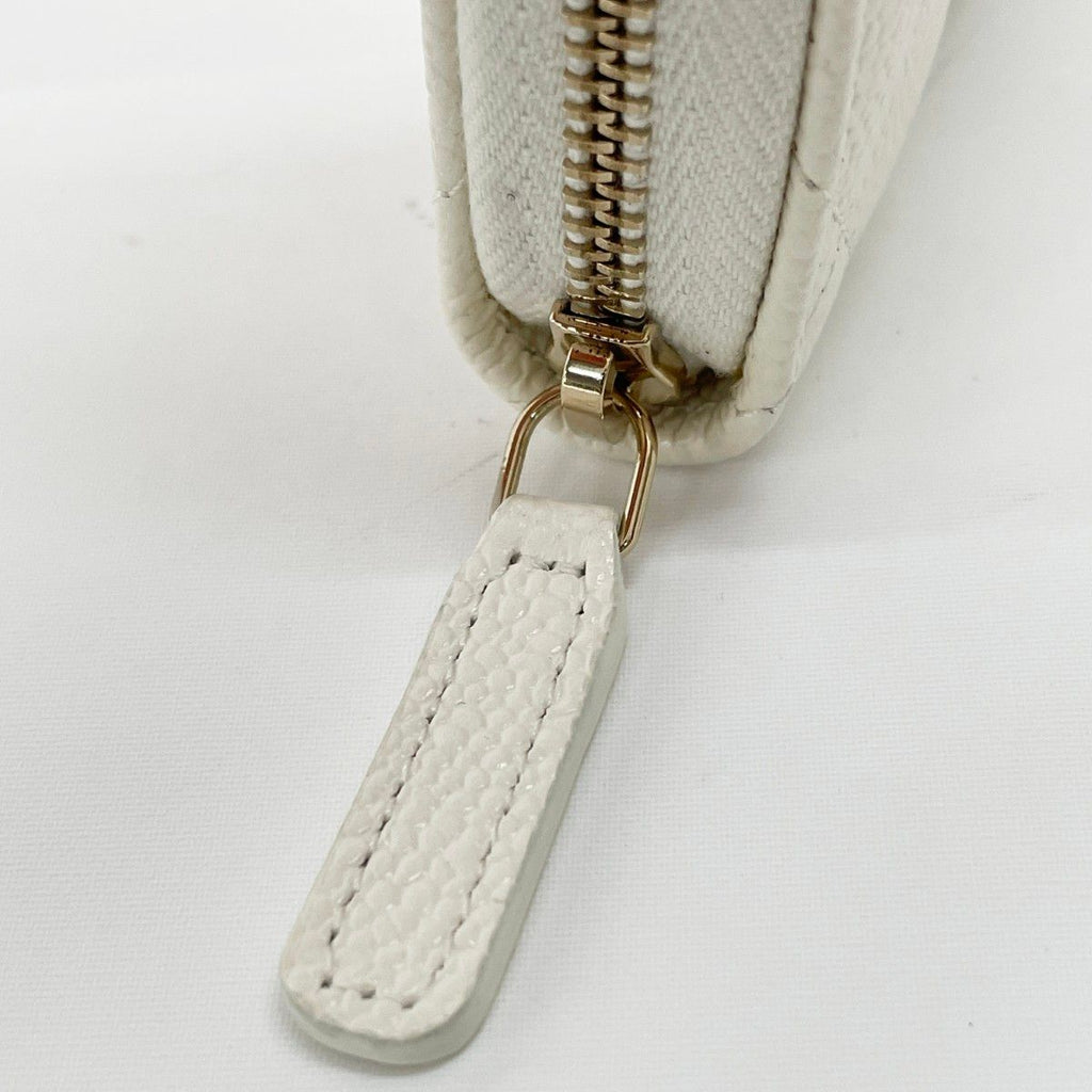 Chanel Wallet CC Logo Quilted Zip Around Coin Case White Caviar Leather — view 6