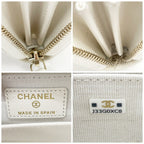 Chanel Wallet CC Logo Quilted Zip Around Coin Case White Caviar Leather — view 9