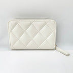 Chanel Wallet CC Logo Quilted Zip Around Coin Case White Caviar Leather — view 2
