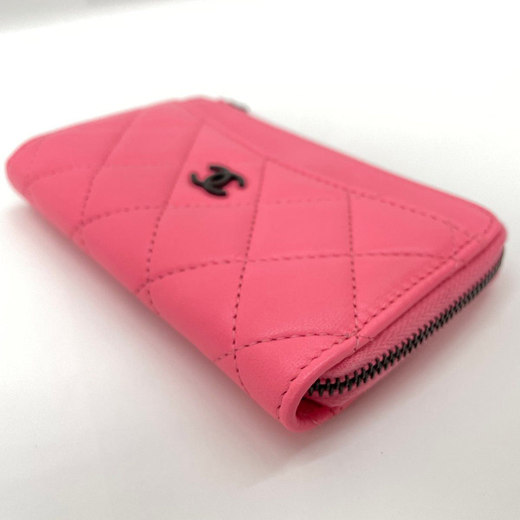 Chanel Wallet Quilted Fragment Coin Case Shocking Pink Black — view 4