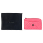 Chanel Wallet Quilted Fragment Coin Case Shocking Pink Black