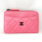 Chanel Wallet Quilted Fragment Coin Case Shocking Pink Black — view 2