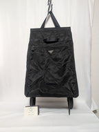 Prada Foldable Travel Bag Suitcase Nylon Tessuto Black 2 Wheels