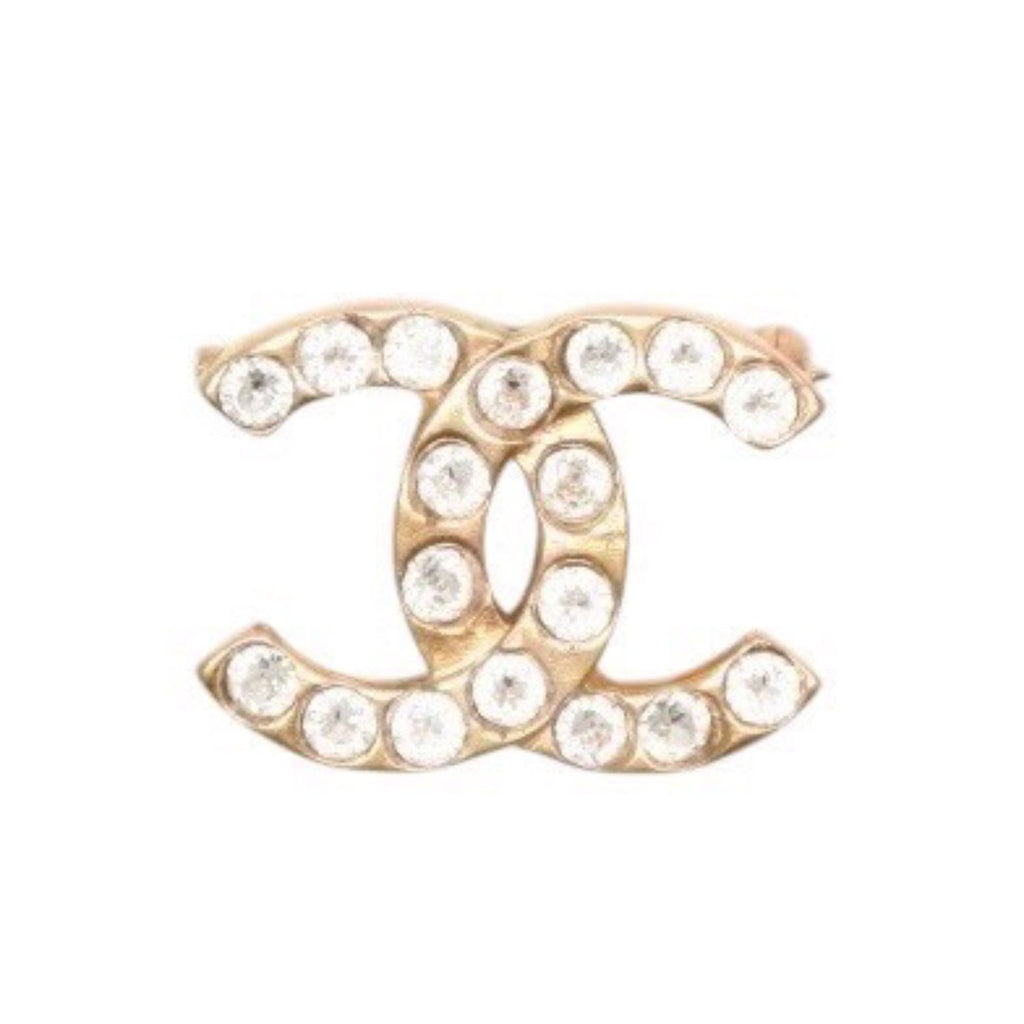 Chanel Vintage CC Logo Brooch 00 Metal Rhinestone Gold