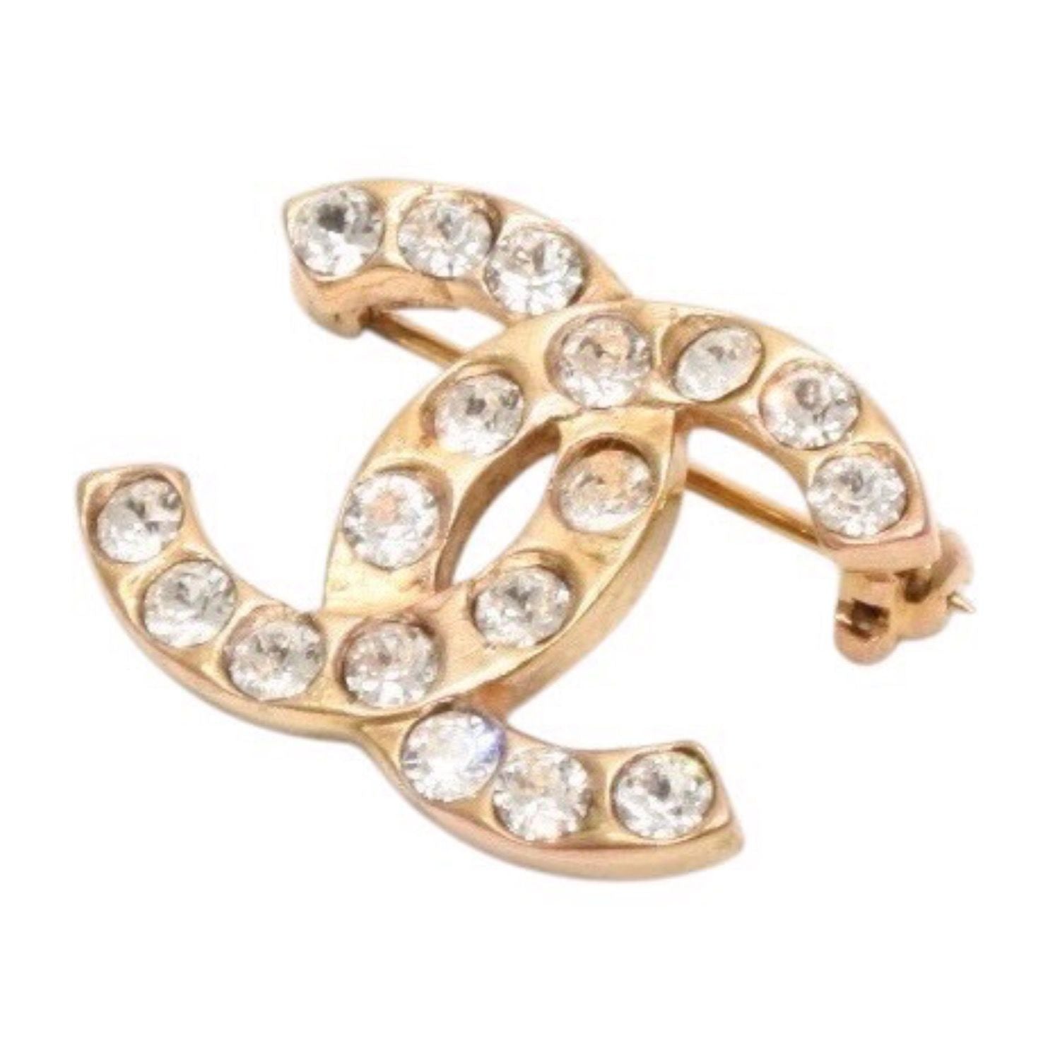 Chanel Vintage CC Logo Brooch 00 Metal Rhinestone Gold — view 2
