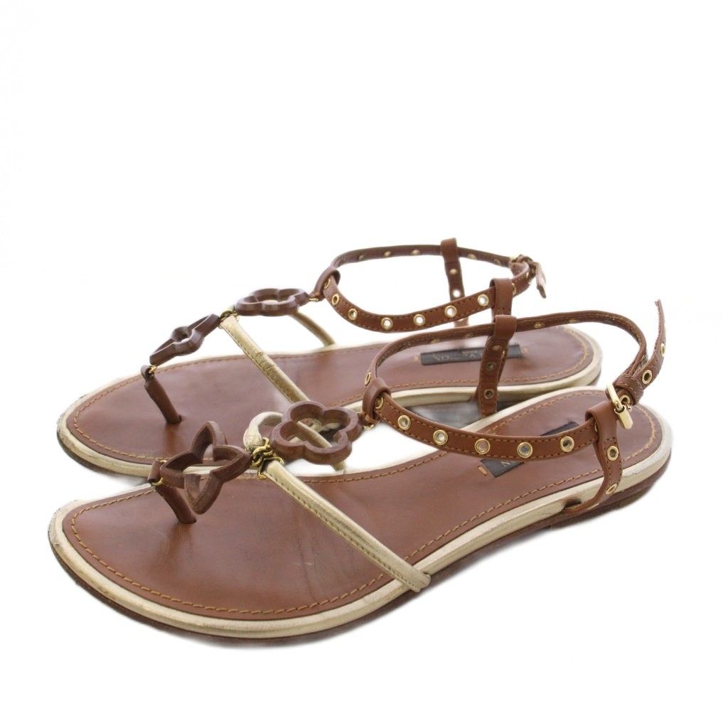 Louis Vuitton Monogram Flower Sandals Flat 36 Brown