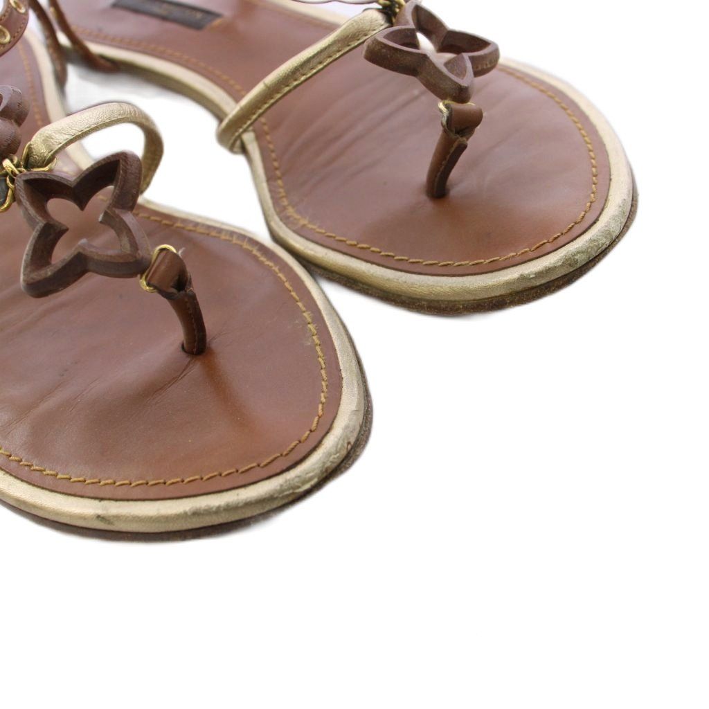 Louis Vuitton Monogram Flower Sandals Flat 36 Brown — view 4