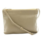 Celine Trio Large Shoulder Bag Pouch Leather Gray Ju KU