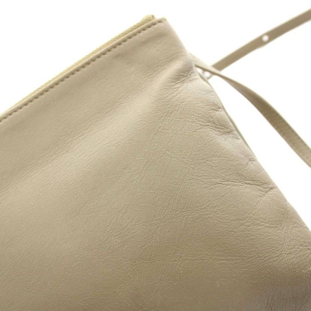Celine Trio Large Shoulder Bag Pouch Leather Gray Ju KU — view 7