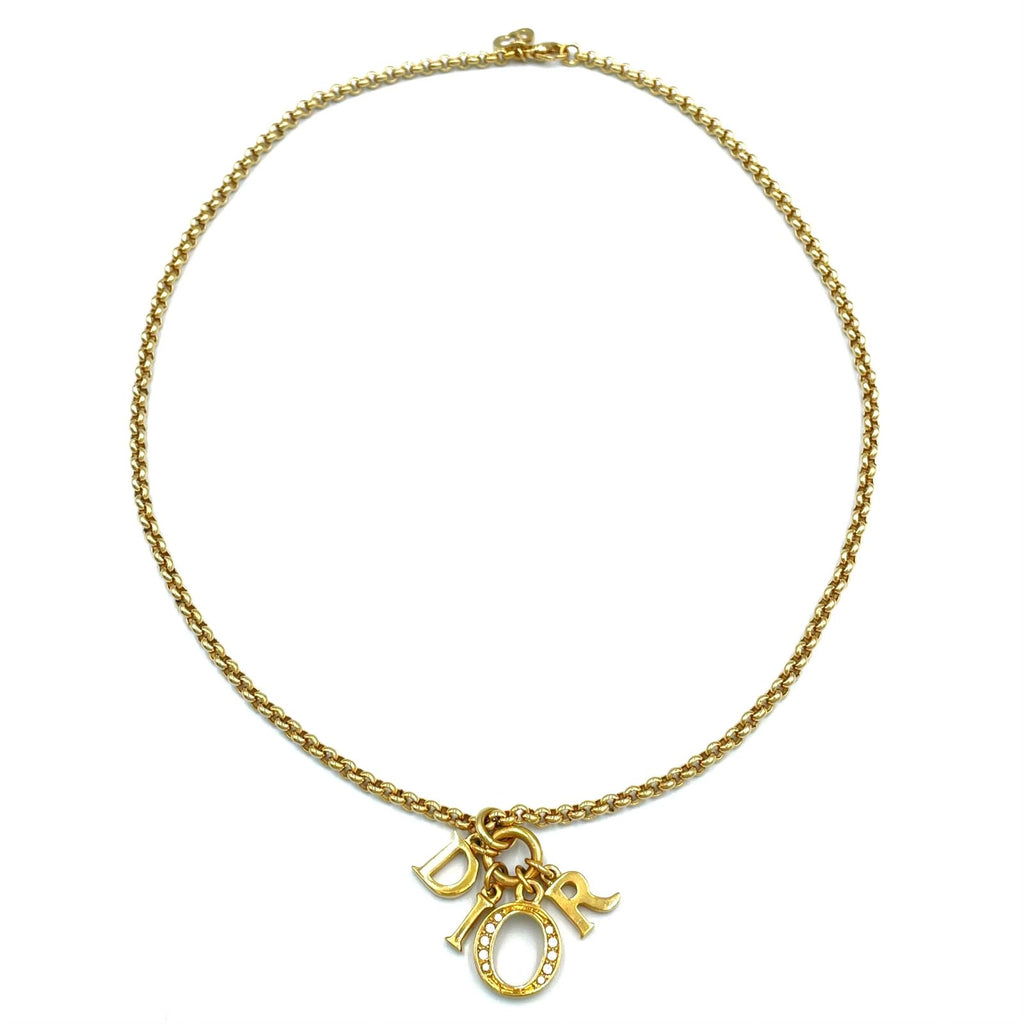 Dior Vintage Logo Gold Plated Necklace — view 3