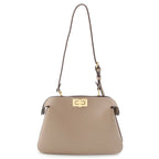 Fendi Peekaboo Soft Small Dove Gray Leather 2-Way Shoulder Handbag Ju