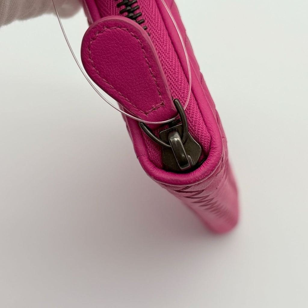 Bottega Veneta Intrecciato Zip Around Wallet Leather Pink — view 7