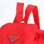 Prada Tessuto Nylon Triangle Logo Red Leather Backpack Sac — view 2