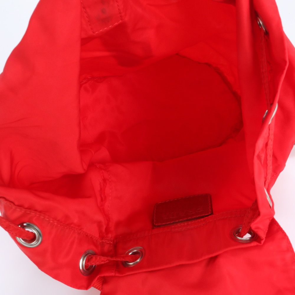 Prada Tessuto Nylon Triangle Logo Red Leather Backpack Sac — view 7