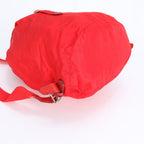 Prada Tessuto Nylon Triangle Logo Red Leather Backpack Sac — view 4
