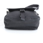 Prada Tessuto Nylon Triangle Logo Leather Shoulder Bag Crossbody Messenger Black — view 5