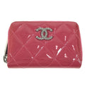 Chanel Coin Case CC Logo Quilted Enamel Pink Purple