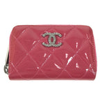 Chanel Coin Case CC Logo Quilted Enamel Pink Purple