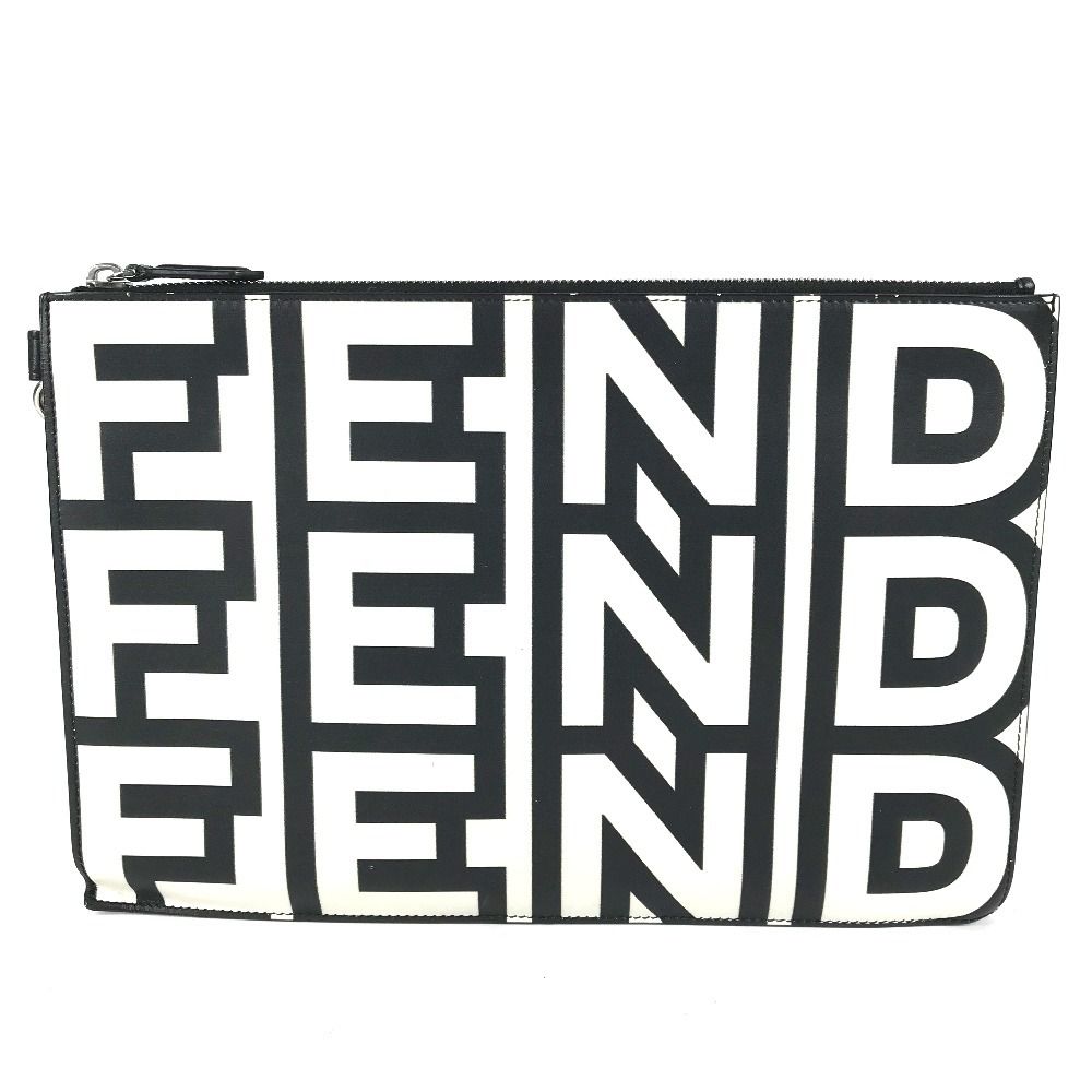 Fendi Clutch Logo Leather Black — view 2