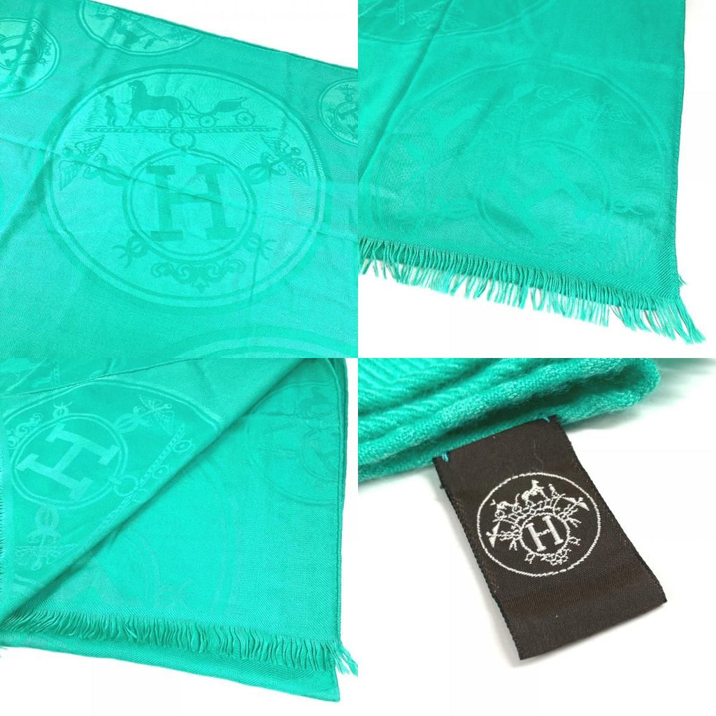 Hermes Shawl New Libris Cashmere Green Scarf — view 8