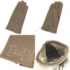 Hermes Gloves Leather Etoupe Gray — view 8