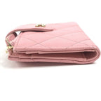 Chanel Coin Case Quilted Double Zip Card Caviar Leather Pink — view 3