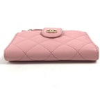 Chanel Coin Case Quilted Double Zip Card Caviar Leather Pink — view 5