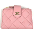 Chanel Coin Case Quilted Double Zip Card Caviar Leather Pink