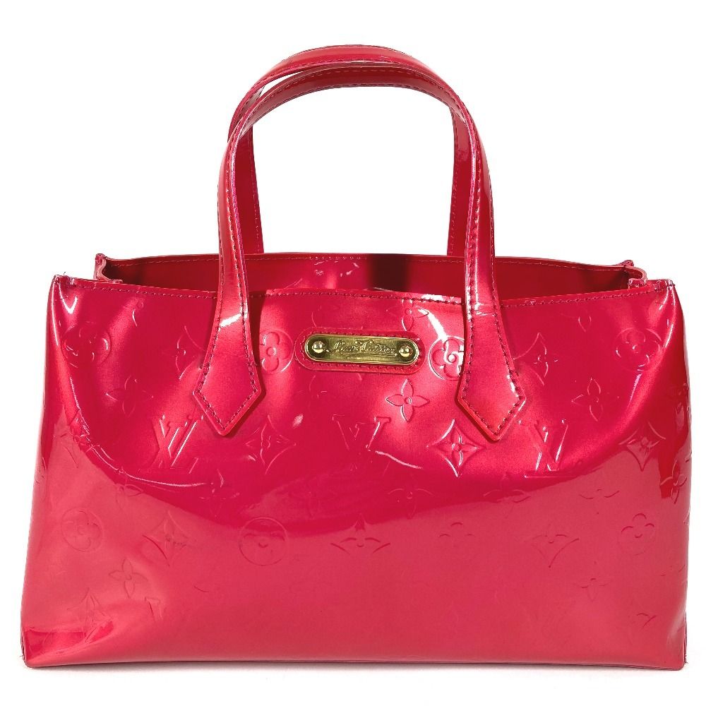 Louis Vuitton Handbag Wilshire Blue Bird Monogram Vernis Rose Pop Pink
