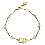 Dior Clair D Lune Bracelet CD Logo Rhinestone Faux Pearl Metal Gold Classic — view 2