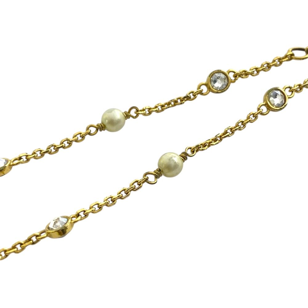 Dior Clair D Lune Bracelet CD Logo Rhinestone Faux Pearl Metal Gold Classic — view 5