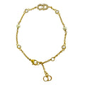 Dior Clair D Lune Bracelet CD Logo Rhinestone Faux Pearl Metal Gold Classic