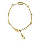 Dior Clair D Lune Bracelet CD Logo Rhinestone Faux Pearl Metal Gold Classic