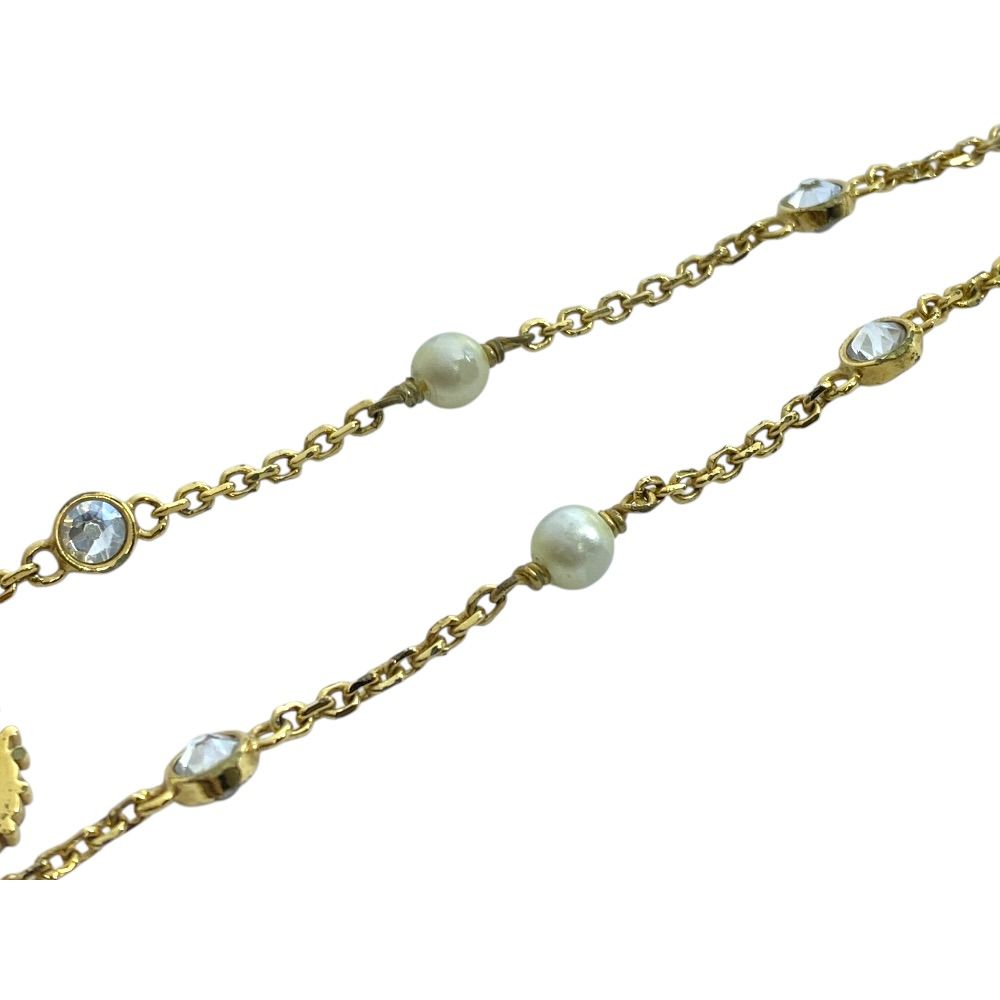 Dior Clair D Lune Bracelet CD Logo Rhinestone Faux Pearl Metal Gold Classic — view 9