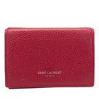 Saint Laurent Paris Trifold Wallet Fold Compact Leather Red Logo Sophistication