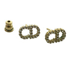 Dior Clair D Lune de Earrings Logo Metal Rhinestone Gold Classic Sophistication — view 2