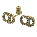Dior Clair D Lune de Earrings Logo Metal Rhinestone Gold Classic Sophistication