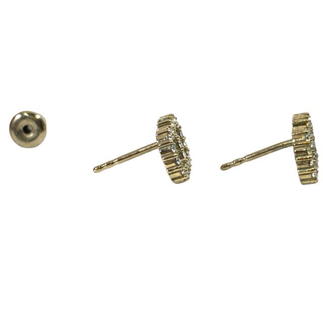 Dior Clair D Lune de Earrings Logo Metal Rhinestone Gold Classic Sophistication — view 4