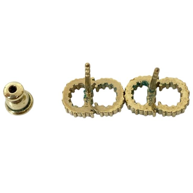 Dior Clair D Lune de Earrings Logo Metal Rhinestone Gold Classic Sophistication — view 5