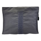 Hermes Her Line Pouch MM Clutch Multi Case Gray Canvas Polyester Logo Sophistica